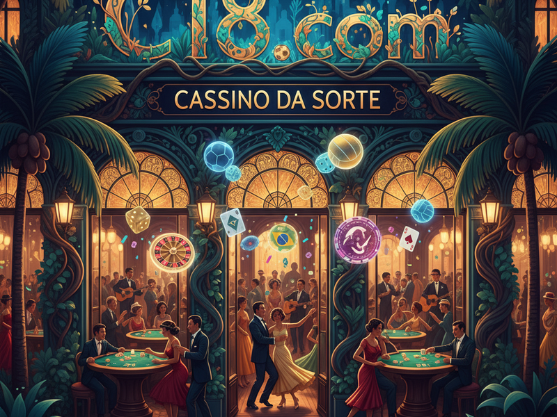 Ilustração digital da seleção brasileira de futebol celebrando um gol com um fundo de cassino da sorte.